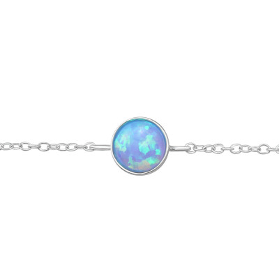 Round Sterling Silver Bracelet with Opal