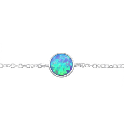 Silver Round Bracelet with Synthetic Opal