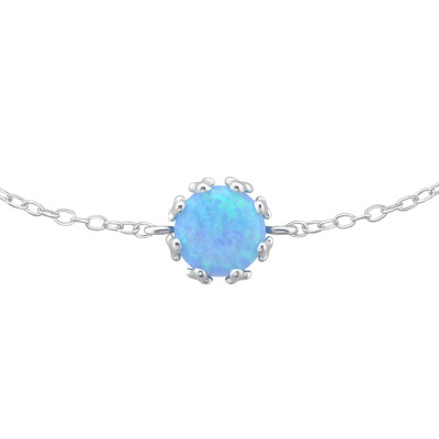 Silver Round Bracelet with Synthetic Opal