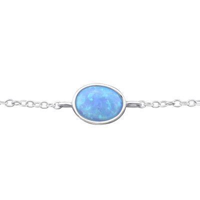 Silver Oval Bracelet with Synthetic Opal