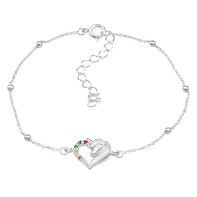 Silver Unicorn Bracelet with Cubic Zirconia