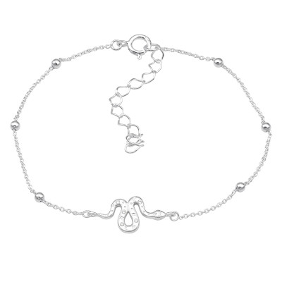 Silver Snake Bracelet with Cubic Zirconia