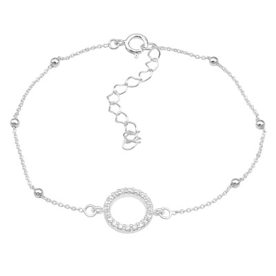 Silver Circle Bracelet with Cubic Zirconia