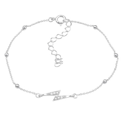 Silver Lightning Bolt Bracelet with Cubic Zirconia