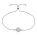 Lucky Four Leaf Bolo Sterling Silver Adjustable Bracelet with Cubic Zirconia