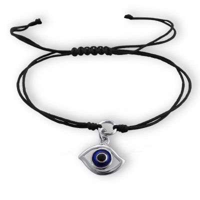 Evil Eye Sterling Silver Corded Bracelet