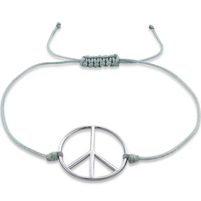 Peace Sterling Silver Corded Bracelet