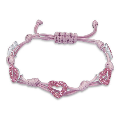 Heart Sterling Silver Corded Bracelet with Crystal