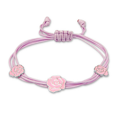 Rose Sterling Silver Corded Bracelet with Epoxy