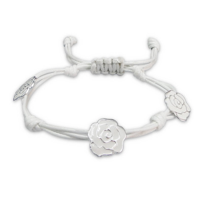Rose Sterling Silver Corded Bracelet with Epoxy