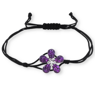 Flower Sterling Silver Corded Bracelet