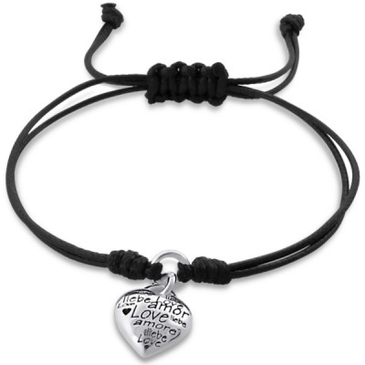 Heart Sterling Silver Corded Bracelet