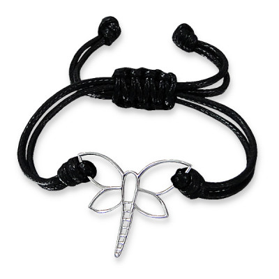 Dragonfly Sterling Silver Corded Bracelet