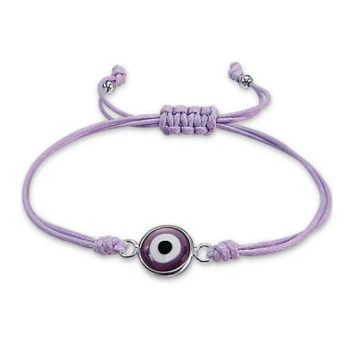 Silver Evil Eye Adjustable Corded Bracelet