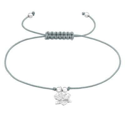 Silver Flower Adjustable Corded Bracelet