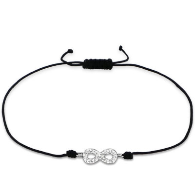 Infinity Sterling Silver Corded Bracelet with Crystal