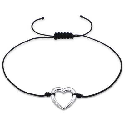 Heart Sterling Silver Corded Bracelet