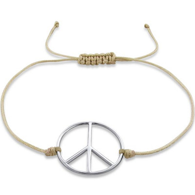 Peace Sterling Silver Corded Bracelet