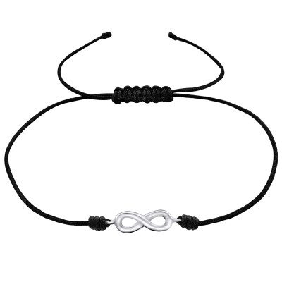 Silver Infinity Adjustable Corded Bracelet