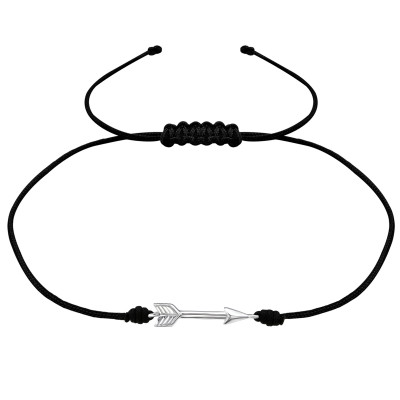 Silver Arrow Adjustable Corded Bracelet