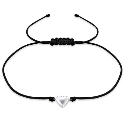 Silver Heart Adjustable Corded Bracelet