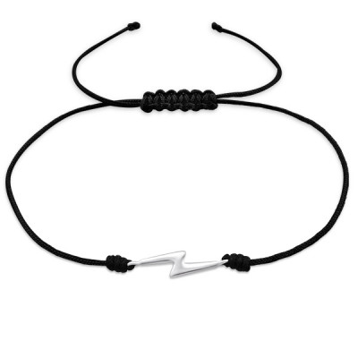 Silver Thunderbolt Adjustable Corded Bracelet