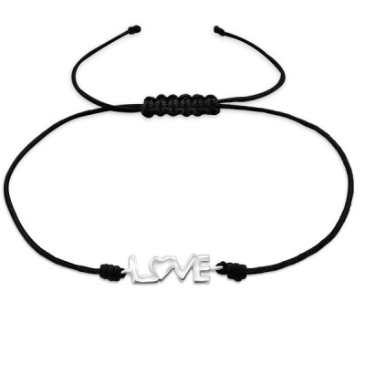 Love Sterling Silver Corded Bracelet