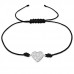 Silver Heart Adjustable Corded Bracelet with Cubic Zirconia