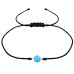 Silver Round Adjustable Corded Bracelet with Synthetic Opal