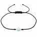 Silver Round Adjustable Corded Bracelet with Synthetic Opal