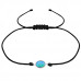 Silver Oval Adjustable Corded Bracelet with Synthetic Opal