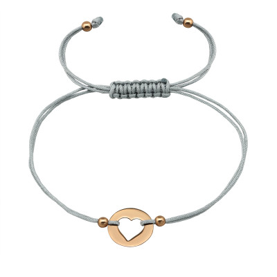 Silver Heart Adjustable Corded Bracelet