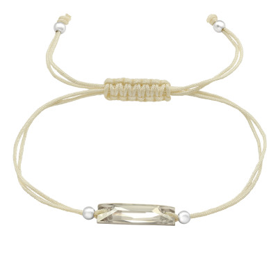 Silver Baguette Corded Bracelet with Genuine European Crystal