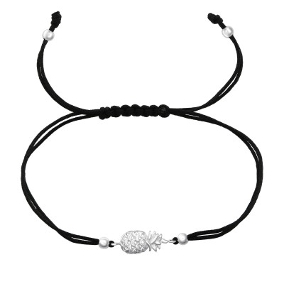 Silver Pineapple Adjustable Corded Bracelet