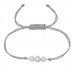 Silver Geometric Adjustable Corded Bracelet with Crystals