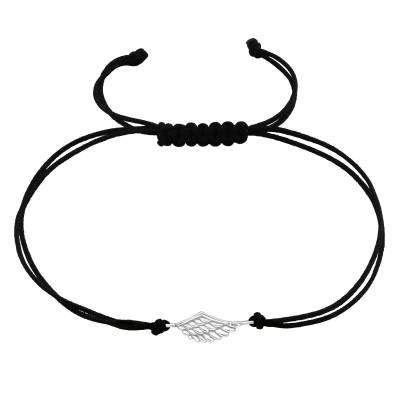 Silver Wing Adjustable Corded Bracelet