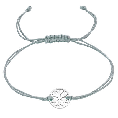 Silver Flower Adjustable Corded Bracelet