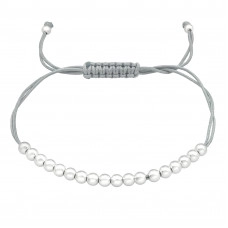 Silver Ball Adjustable Corded Bracelet