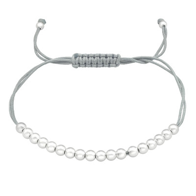 Silver Ball Adjustable Corded Bracelet