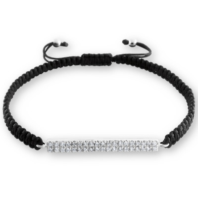 Stacked Sterling Silver Corded Bracelet with Cubic Zirconia