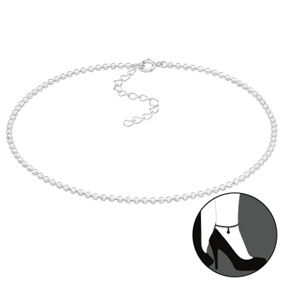 26cm Ball Chain Sterling Silver Anklet