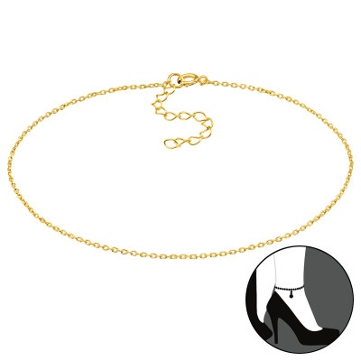26cm Cable Chain Sterling Silver Anklet