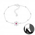 Silver Flower Anklet with Cubic Zirconia