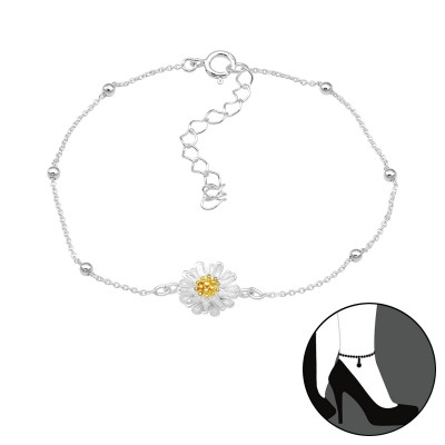 Silver Flower Anklet