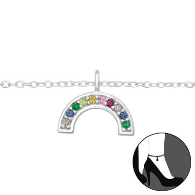 Silver Rainbow Anklet with Cubic Zirconia