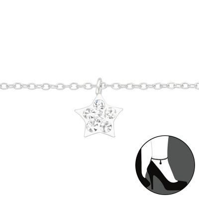 Silver Star Anklet with Crystal