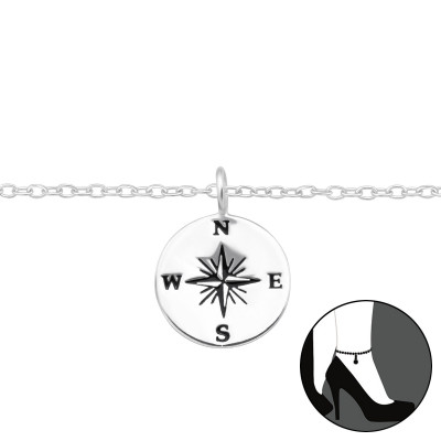 Silver Compass Anklet