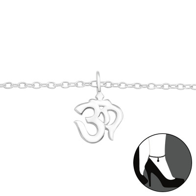 Silver Om Symbol Anklet