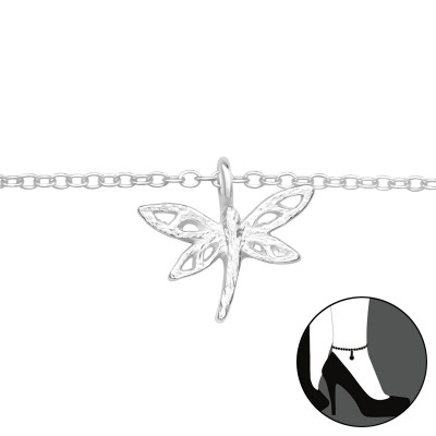 Silver Dragonfly Anklet