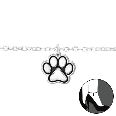 Silver Paw Print Anklet